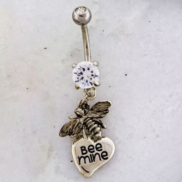 BEE MINE HEART BELLY RING-HIGH POLISH