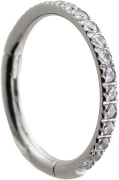 Titanium Hinged Ring Set W.  Premium  Zirconia -1.2mm (16G)-8mm (5/16